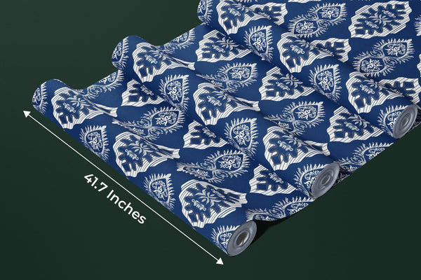 Floral Ikat Wallpaper, Seamless Pattern Mural, Oversized Custom Size Wall Art, Non-Woven, Non-Adhesive, Modern Wall Paper, Removable