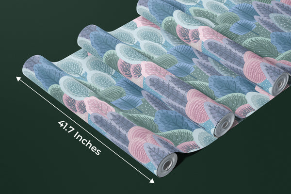 Winter Forest Wallpaper, Seamless Pattern Mural, Oversized Custom Size Wall Art, Non-Woven, Non-Adhesive, Modern Wall Paper, Removable