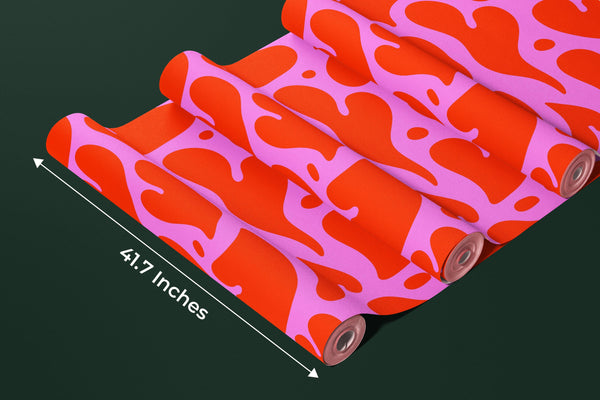 Melting Red Heart Wallpaper, Seamless Pattern Mural, Oversized Custom Size Wall Art, Non-Woven, Non-Adhesive, Modern Wall Paper, Removable