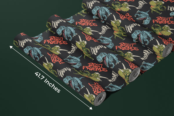 Cartoon Dinosaurs Wallpaper, Seamless Pattern Mural, Oversized Custom Size Wall Art, Non-Woven, Non-Adhesive, Modern Wall Paper, Removable