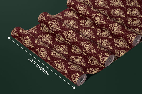 Royal Victorian Damask Wallpaper, Seamless Pattern Mural, Oversized Custom Size Wall Art, Non-Woven, Non-Adhesive, Modern Wall Paper, Removable