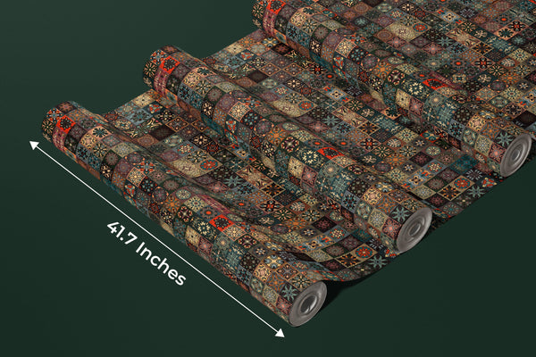 Colorful Vintage Mandala Wallpaper, Seamless Pattern Mural, Oversized Custom Size Wall Art, Non-Woven, Non-Adhesive, Modern Wall Paper, Removable