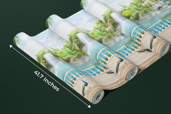 Realistic Waterfall Wallpaper, Architecture Mural, Oversized Custom Size Wall Art, Non-Woven, Non-Adhesive, Modern Wall Paper, Removable