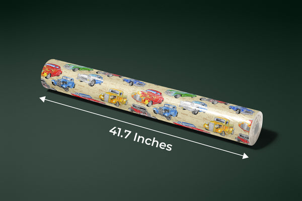 Kids Cars Wallpaper, Seamless Pattern Mural, Oversized Custom Size Wall Art, Non-Woven, Non-Adhesive, Modern Wall Paper, Removable