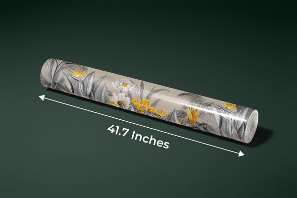 Grey Plants Wallpaper, Yellow Flowers Mural, Oversized Custom Size Wall Art, Non-Woven, Non-Adhesive, Modern Wall Paper, Removable