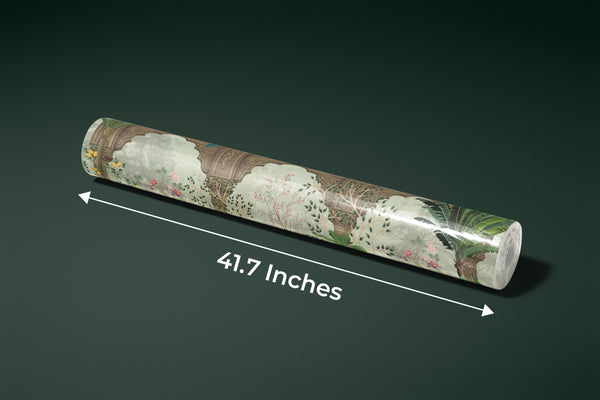 Traditional Mughal Garden Wallpaper, Peacock, Brown Arch Mural, Oversized Custom Size Wall Art, Non-Woven, Non-Adhesive, Modern Wall Paper, Removable