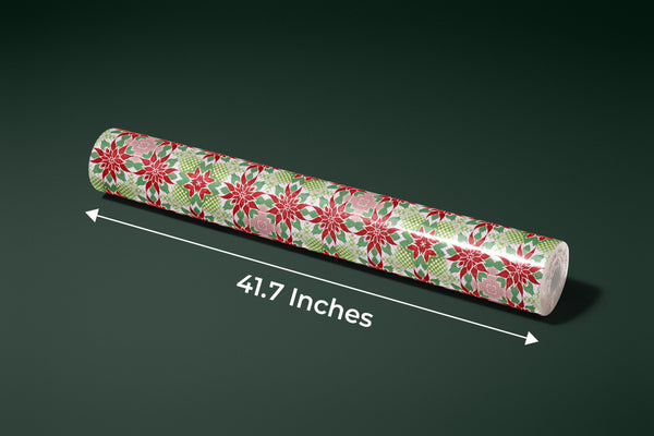 Christmas Poinsettia Wallpaper, Seamless Pattern Mural, Oversized Custom Size Wall Art, Non-Woven, Non-Adhesive, Modern Wall Paper, Removable