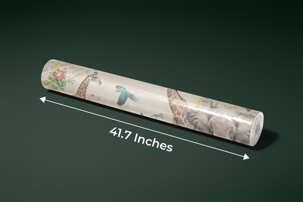 Tropical Trees Wallpaper, Safari Animals Mural, Oversized Custom Size Wall Art, Non-Woven, Non-Adhesive, Modern Wall Paper, Removable