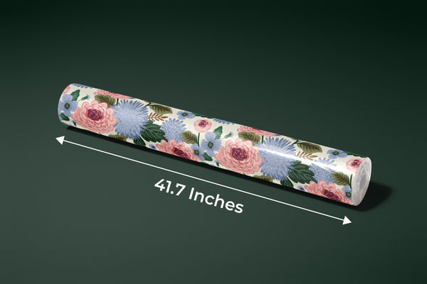 Pink and Blue Floral Wallpaper, Seamless Pattern Mural, Oversized Custom Size Wall Art, Non-Woven, Non-Adhesive, Modern Wall Paper, Removable