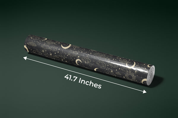 Celestial Pattern Wallpaper, Black Background Mural, Oversized Custom Size Wall Art, Non-Woven, Non-Adhesive, Modern Wall Paper, Removable