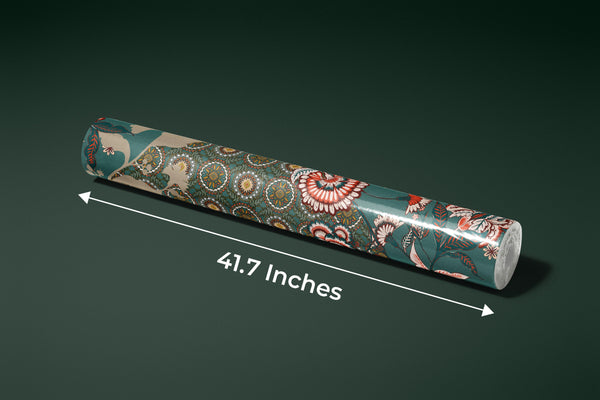 Patchwork Floral Pattern Wallpaper, Paisley and Indian Flowers Mural, Oversized Custom Size Wall Art, Non-Woven, Non-Adhesive, Modern Wall Paper, Removable