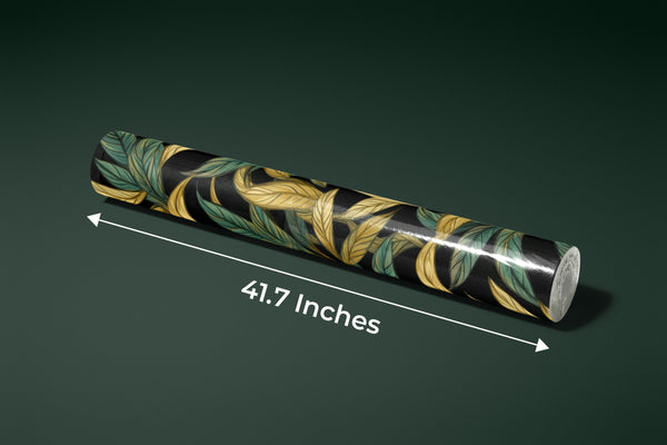 Gold and Light Green Leaves Wallpaper, Seamless Pattern Mural, Oversized Custom Size Wall Art, Non-Woven, Non-Adhesive, Modern Wall Paper, Removable