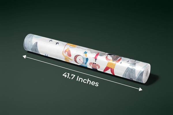 A Cheerful Friends Wallpaper, Travels Mural, Oversized Custom Size Wall Art, Non-Woven, Non-Adhesive, Modern Wall Paper, Removable