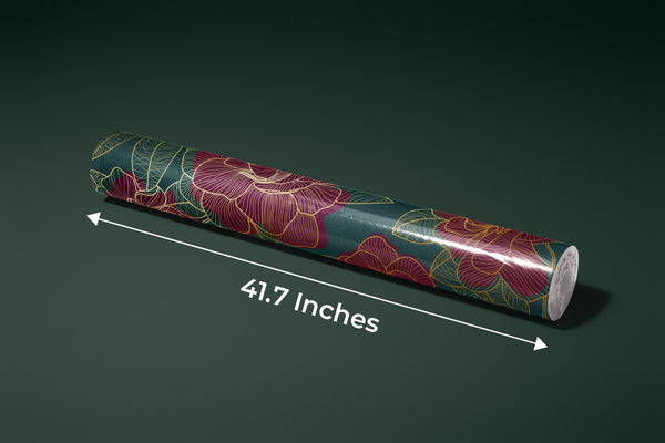 Red Rose Wallpaper, Green Background Mural, Oversized Custom Size Wall Art, Non-Woven, Non-Adhesive, Modern Wall Paper, Removable