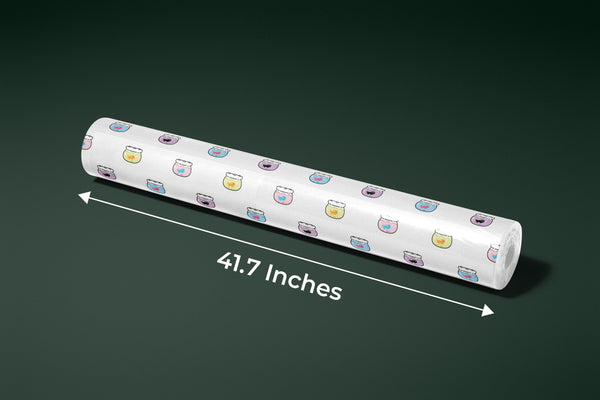 Goldfishes Doodle Wallpaper, Seamless Pattern Mural, Oversized Custom Size Wall Art, Non-Woven, Non-Adhesive, Modern Wall Paper, Removable