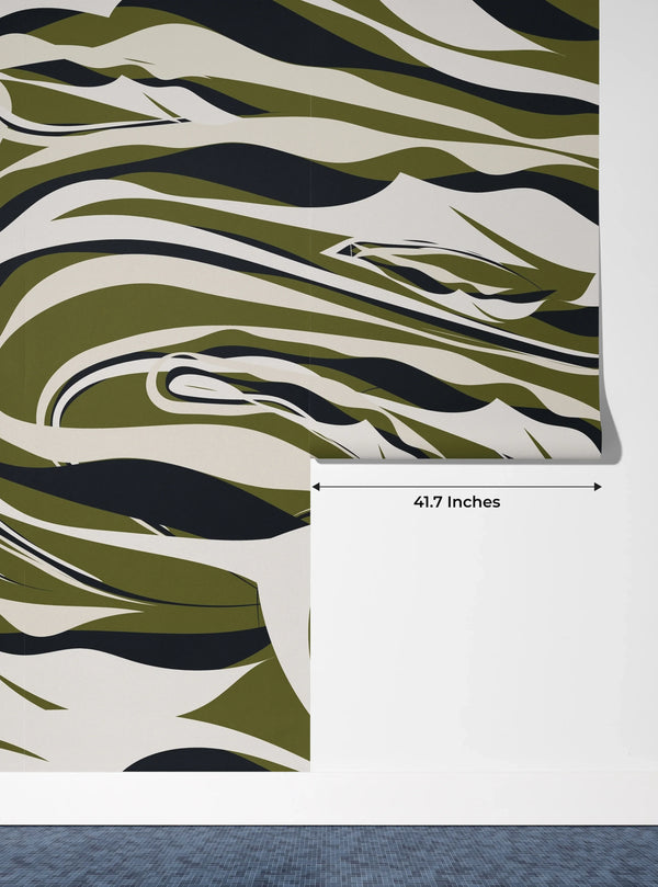 Retro Striped Wallpaper, Seamless Pattern Mural, Oversized Custom Size Wall Art, Non-Woven, Non-Adhesive, Modern Wall Paper, Removable