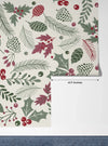 Leaves and Berries Wallpaper, Seamless Pattern Mural, Oversized Custom Size Wall Art, Non-Woven, Non-Adhesive, Modern Wall Paper, Removable