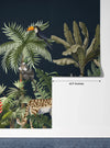 Jungle Animals Wallpaper, Tropical Plants Mural, Oversized Custom Size Wall Art, Non-Woven, Non-Adhesive, Modern Wall Paper, Removable