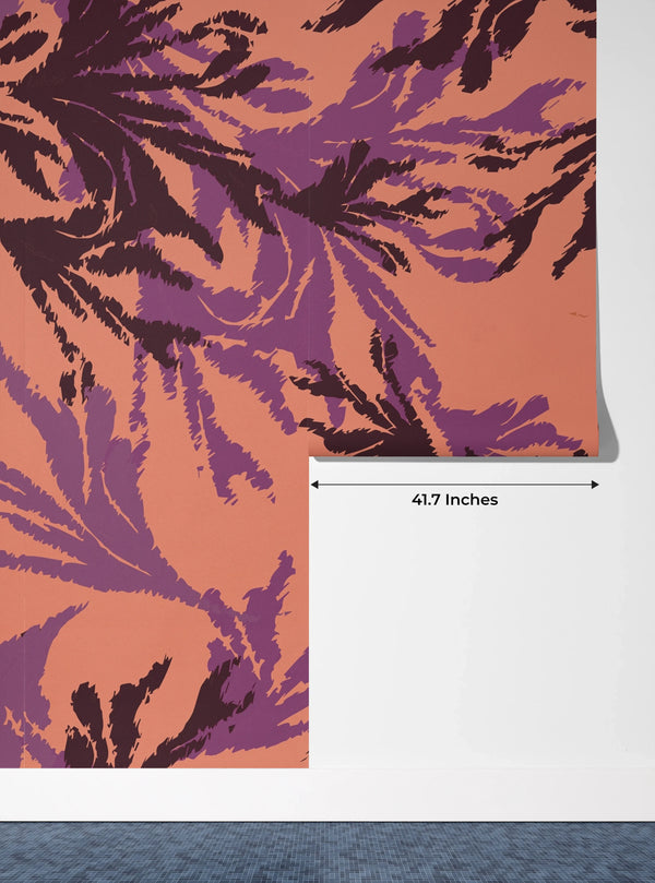 Hand Drawn Leaf Wallpaper, Seamless Pattern Mural, Oversized Custom Size Wall Art, Non-Woven, Non-Adhesive, Modern Wall Paper, Removable