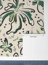 Floral Wallpaper, Black and Green Mural, Oversized Custom Size Wall Art, Non-Woven, Non-Adhesive, Modern Wall Paper, Removable