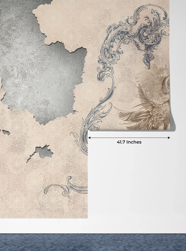 Baroque Wallpaper, Classic Style Mural, Oversized Custom Size Wall Art, Non-Woven, Non-Adhesive, Modern Wall Paper, Removable