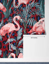 Pink Flamingo Wallpaper, Seamless Pattern Mural, Oversized Custom Size Wall Art, Non-Woven, Non-Adhesive, Modern Wall Paper, Removable