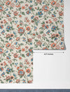 Vintage Flowers Wallpaper, Ethnic Mural, Oversized Custom Size Wall Art, Non-Woven, Non-Adhesive, Modern Wall Paper, Removable
