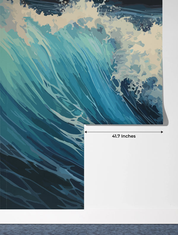 Big Wave in a Raging Sea Wallpaper, Oil Painting Mural, Oversized Custom Size Wall Art, Non-Woven, Non-Adhesive, Modern Wall Paper, Removable