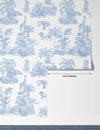 Blue Toile Jungle Wallpaper, African Animals Mural, Oversized Custom Size Wall Art, Non-Woven, Non-Adhesive, Modern Wall Paper, Removable