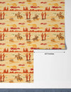Wild West Wallpaper, Colorful Seamless Pattern Mural, Oversized Custom Size Wall Art, Non-Woven, Non-Adhesive, Modern Wall Paper, Removable