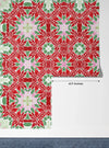 Christmas Poinsettia Retro Wallpaper, Seamless Pattern Mural, Oversized Custom Size Wall Art, Non-Woven, Non-Adhesive, Modern Wall Paper, Removable