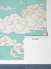 Clouds, Blue Background Wallpaper, Seamless Pattern Mural, Oversized Custom Size Wall Art, Non-Woven, Non-Adhesive, Modern Wall Paper, Removable