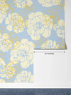 Flowers, Light Blue Wallpaper, Seamless Pattern Mural, Oversized Custom Size Wall Art, Non-Woven, Non-Adhesive, Modern Wall Paper, Removable