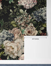 Floral Wallpaper, Dark Background Mural, Oversized Custom Size Wall Art, Non-Woven, Non-Adhesive, Modern Wall Paper, Removable