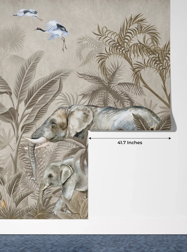 Safari Animals Wallpaper, Watercolor Mural, Oversized Custom Size Wall Art, Non-Woven, Non-Adhesive, Modern Wall Paper, Removable