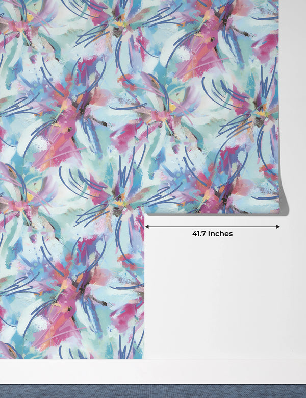 Colorful Tie Dye Shibori Wallpaper, Seamless Pattern Mural, Oversized Custom Size Wall Art, Non-Woven, Non-Adhesive, Modern Wall Paper, Removable