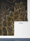 Exotic Golden Leaves Wallpaper, Seamless Pattern Mural, Oversized Custom Size Wall Art, Non-Woven, Non-Adhesive, Modern Wall Paper, Removable