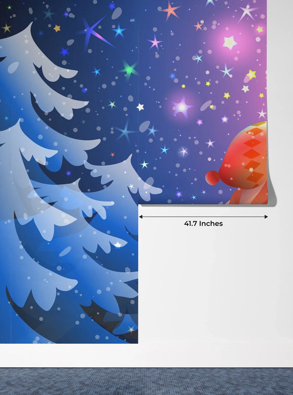 Magical Winter Forest Wallpaper, Children Mural, Oversized Custom Size Wall Art, Non-Woven, Non-Adhesive, Modern Wall Paper, Removable