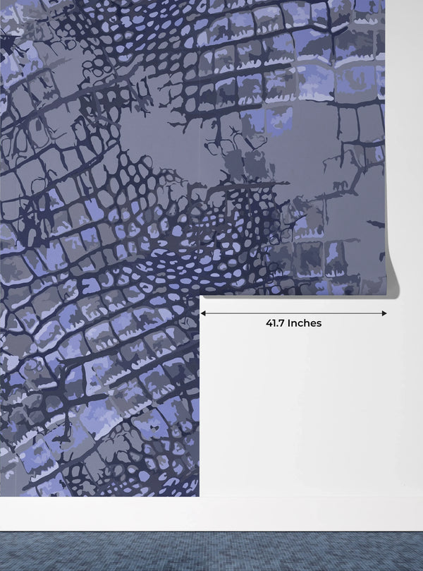 Purple Crocodile Skin Wallpaper, Seamless Pattern Mural, Oversized Custom Size Wall Art, Non-Woven, Non-Adhesive, Modern Wall Paper, Removable