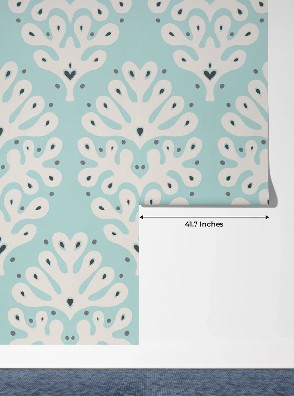 Blue Talavera Wallpaper, Seamless Pattern Mural, Oversized Custom Size Wall Art, Non-Woven, Non-Adhesive, Modern Wall Paper, Removable