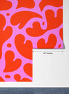 Melting Red Heart Wallpaper, Seamless Pattern Mural, Oversized Custom Size Wall Art, Non-Woven, Non-Adhesive, Modern Wall Paper, Removable