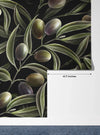 Olive Branches Wallpaper, Seamless Pattern Mural, Oversized Custom Size Wall Art, Non-Woven, Non-Adhesive, Modern Wall Paper, Removable
