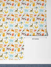 Wild African Animals Wallpaper, Seamless Pattern Mural, Oversized Custom Size Wall Art, Non-Woven, Non-Adhesive, Modern Wall Paper, Removable