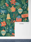 Noel Presents Wallpaper, Seamless Pattern Mural, Oversized Custom Size Wall Art, Non-Woven, Non-Adhesive, Modern Wall Paper, Removable