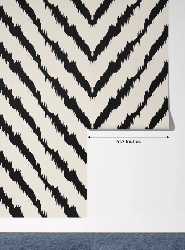 Diagonal Ikat Wallpaper, Seamless Pattern Mural, Oversized Custom Size Wall Art, Non-Woven, Non-Adhesive, Modern Wall Paper, Removable
