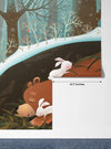 Bunnies and Bear Wallpaper, Sleeping in the Den Mural, Oversized Custom Size Wall Art, Non-Woven, Non-Adhesive, Modern Wall Paper, Removable