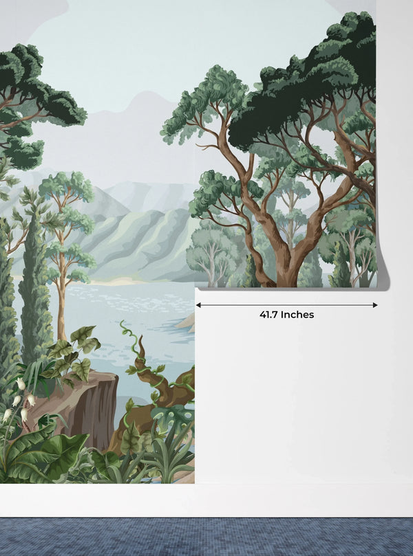 Landscape Wallpaper, Alcove Mural, Oversized Custom Size Wall Art, Non-Woven, Non-Adhesive, Modern Wall Paper, Removable
