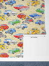 Kids Cars Wallpaper, Seamless Pattern Mural, Oversized Custom Size Wall Art, Non-Woven, Non-Adhesive, Modern Wall Paper, Removable
