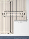 Vertical Lines, Oval Shapes Wallpaper, Seamless Pattern Mural, Oversized Custom Size Wall Art, Non-Woven, Non-Adhesive, Modern Wall Paper, Removable