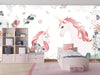 Cute Unicorns Wallpaper, Floral Mural, Oversized Custom Size Wall Art, Non-Woven, Non-Adhesive, Modern Wall Paper, Removable